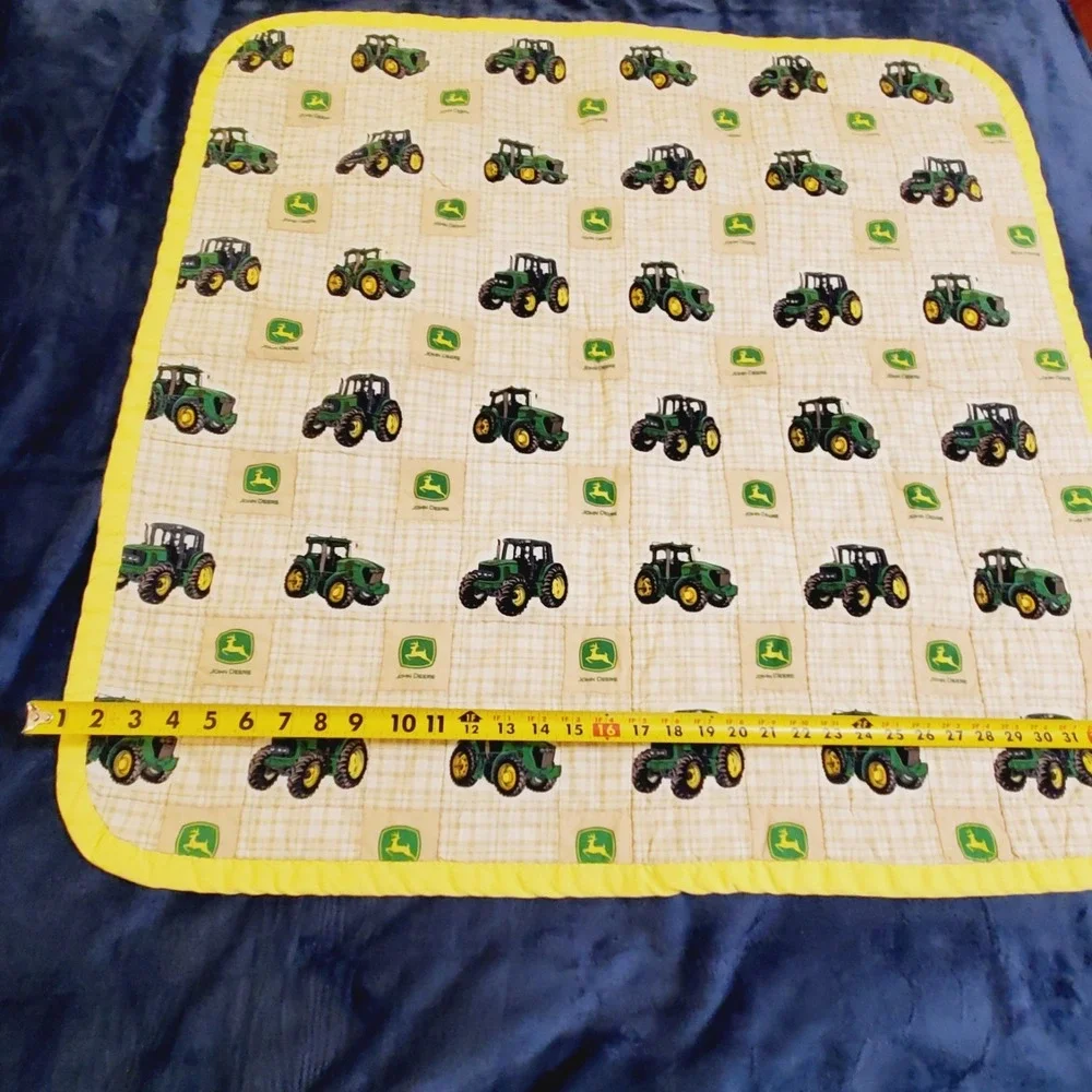 John Deere Tractor Baby Toddler Quilt Handmade Handcrafted Approx 35